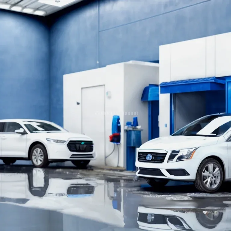 Fleet vehicles being serviced at WashHubAuto