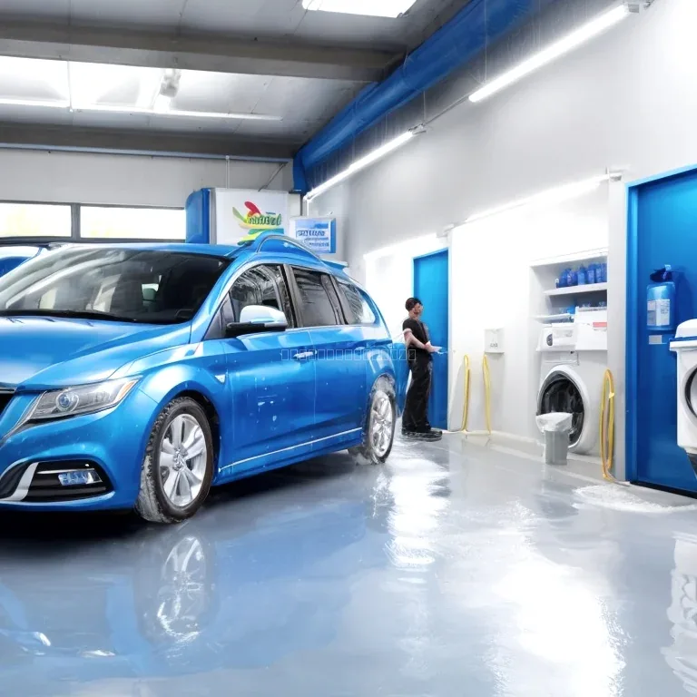 WashHubAuto team performing vehicle exterior wash